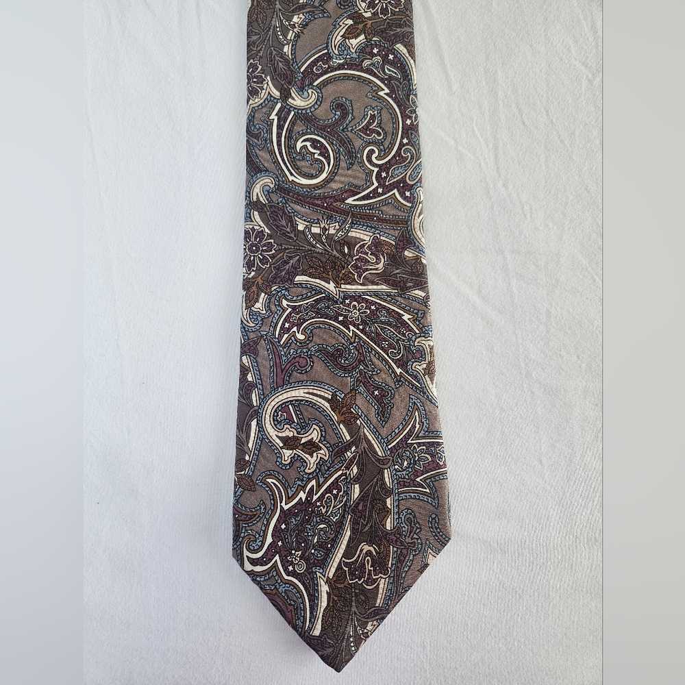 Vintage Christian Dior Monsieur Italian Silk Paisley Neck Tie Early 90s